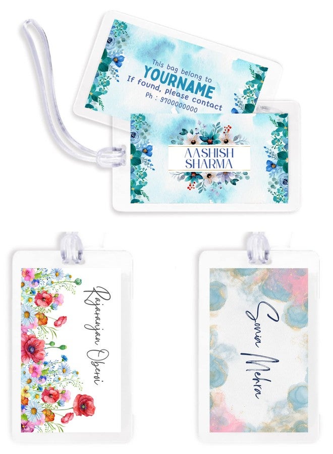 Yellow Nuts Personalized Travel Luggage Tags Pack of 3 School Bag Name Labels Suitcase Air Travel Travel Id for Kids Girls Boys - Image 1